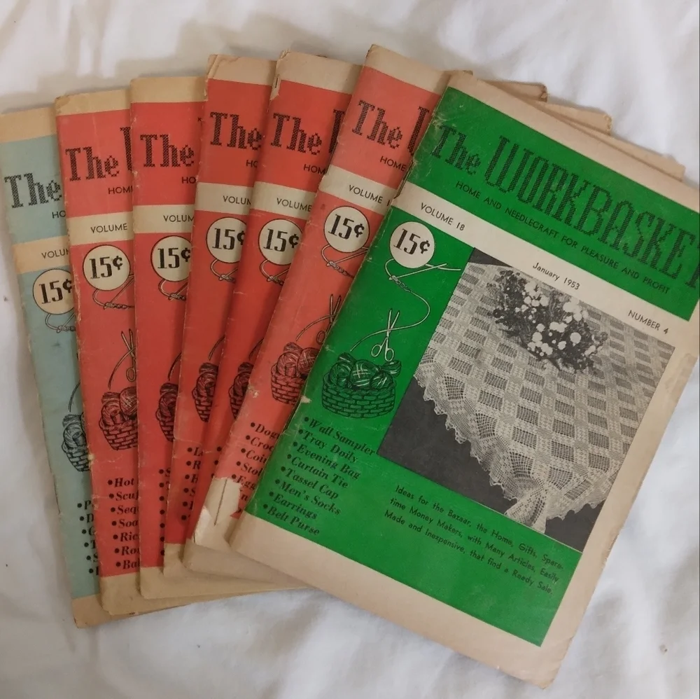 Vintage The Workbasket Magazine 1953 Patterns Recipes Ephemera Craft Crafting